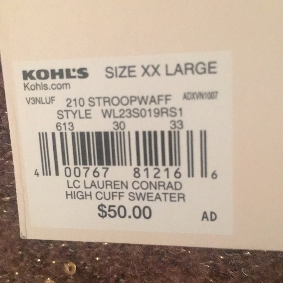 Lauren Conrad high cuff sweater, brown sparkly. Size xxlarge. - Picture 5 of 5